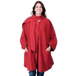 Le Moda Red Knit Fleece Wrap & Glove Set